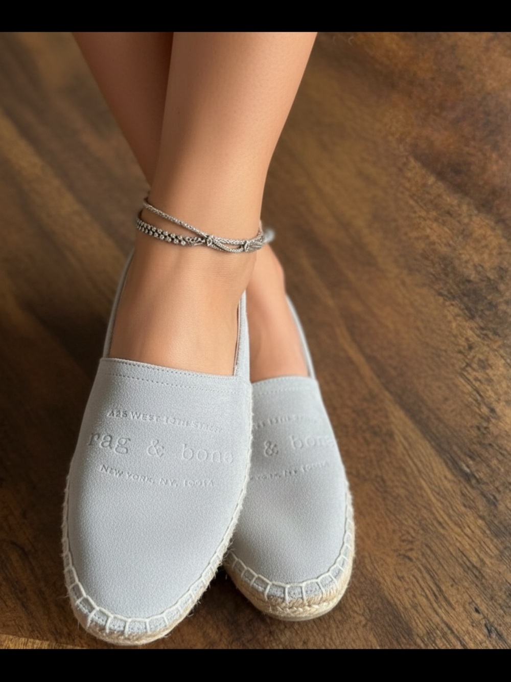 rag & bone Light Gray Suede Espadrille Slip-Ons
